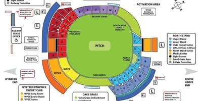 Newlands бөмбөгийн цэнгэлдэх хүрээлэн газрын зураг